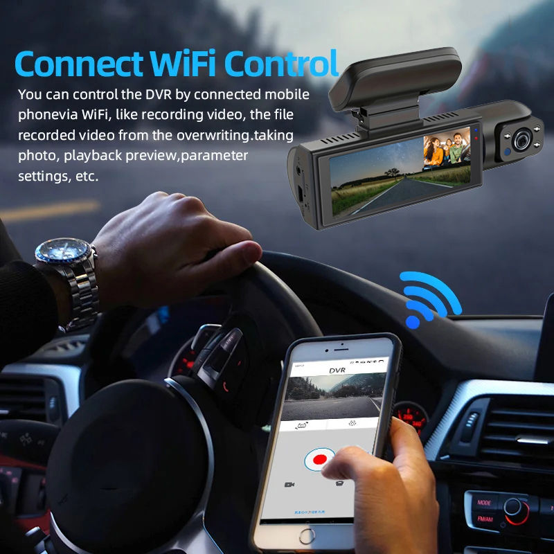 Miniatura: Dash Cam for cars 1080P Car DVR Video Recorder Dual car camera Front Inside View