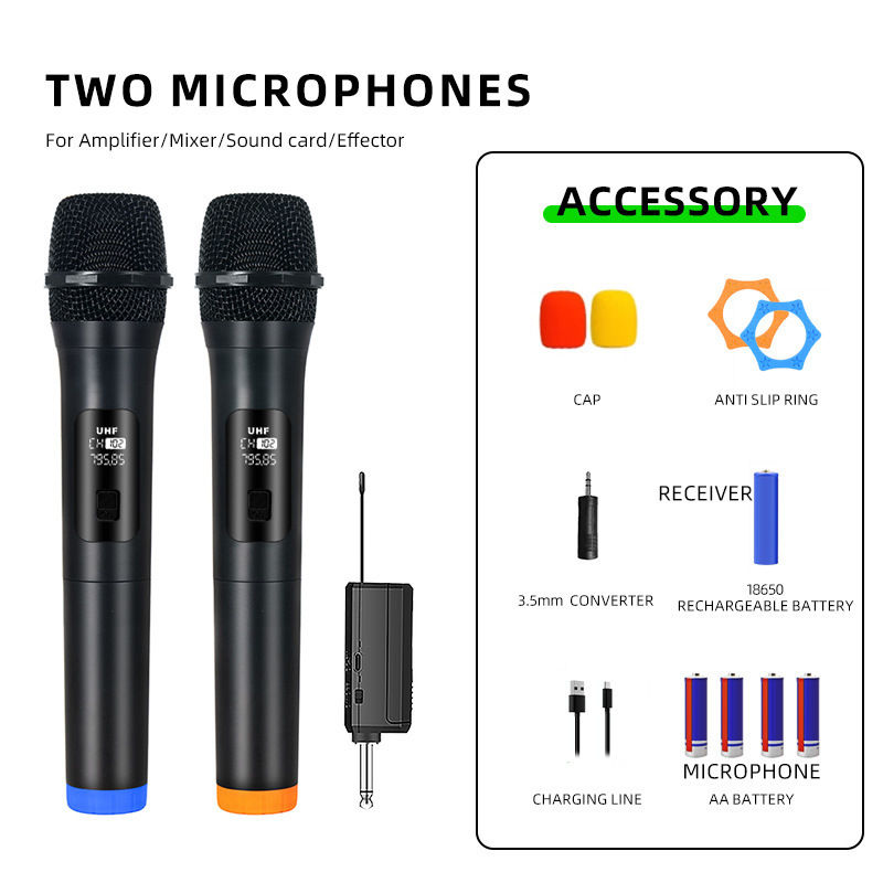 Miniatura: Lenovo Wireless Microphone 2.4G UHF Fixed Frequency 2 Channels Handheld Micphone