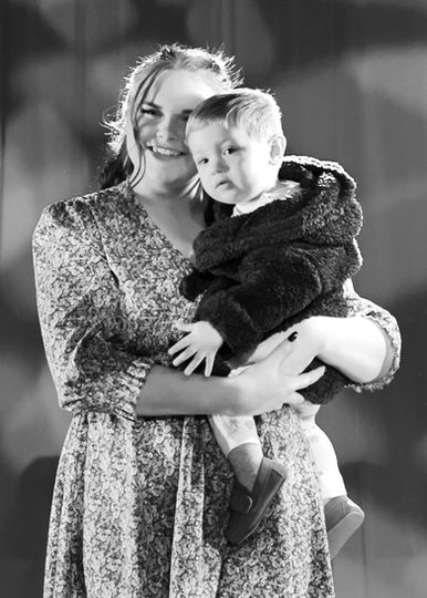 Lily Reid with family member visiting St Giles Theatre Group's The Greatest Show