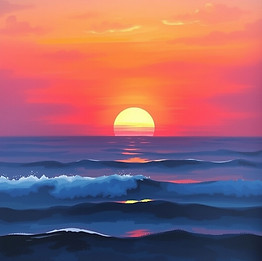 Sunrise over the ocean, just peaking out over the horizon. You can barely see the sun.jpg