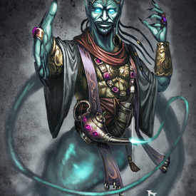 Genie. Personal character design. Inspired by the Genie-character from 1001 Nights and Arabic folklore.