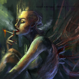 Contemplation. Personal Illustration.
Attempt at a more painterly style.