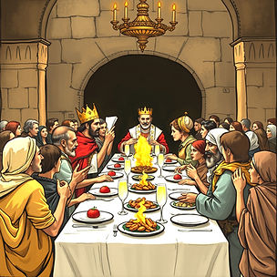 poor people eating a banquet with a king.jpg