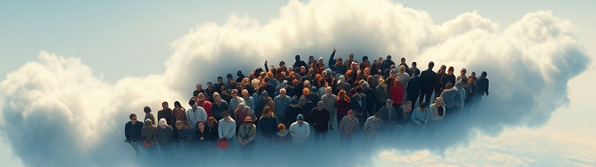 many people in a cloud looking down on earth.jpg