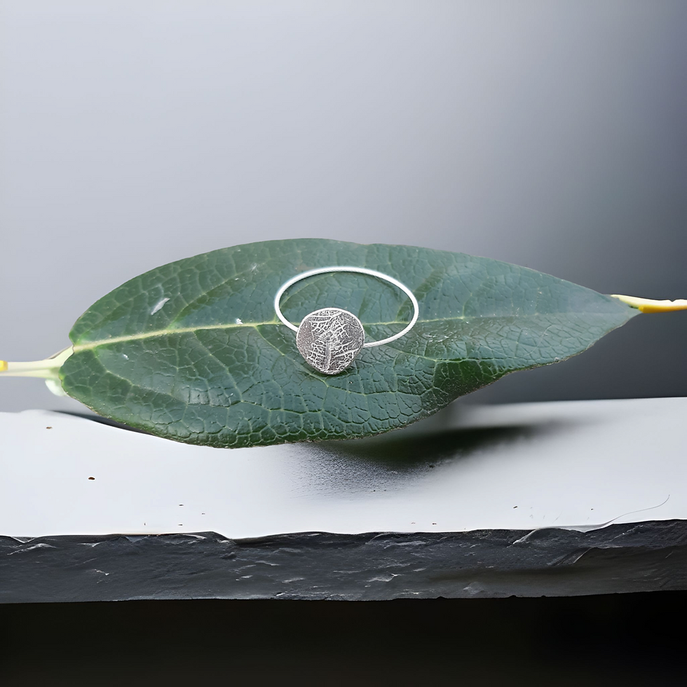 Miniature : Bague argent  ultra fine empreinte feuille.                              EMP107B
