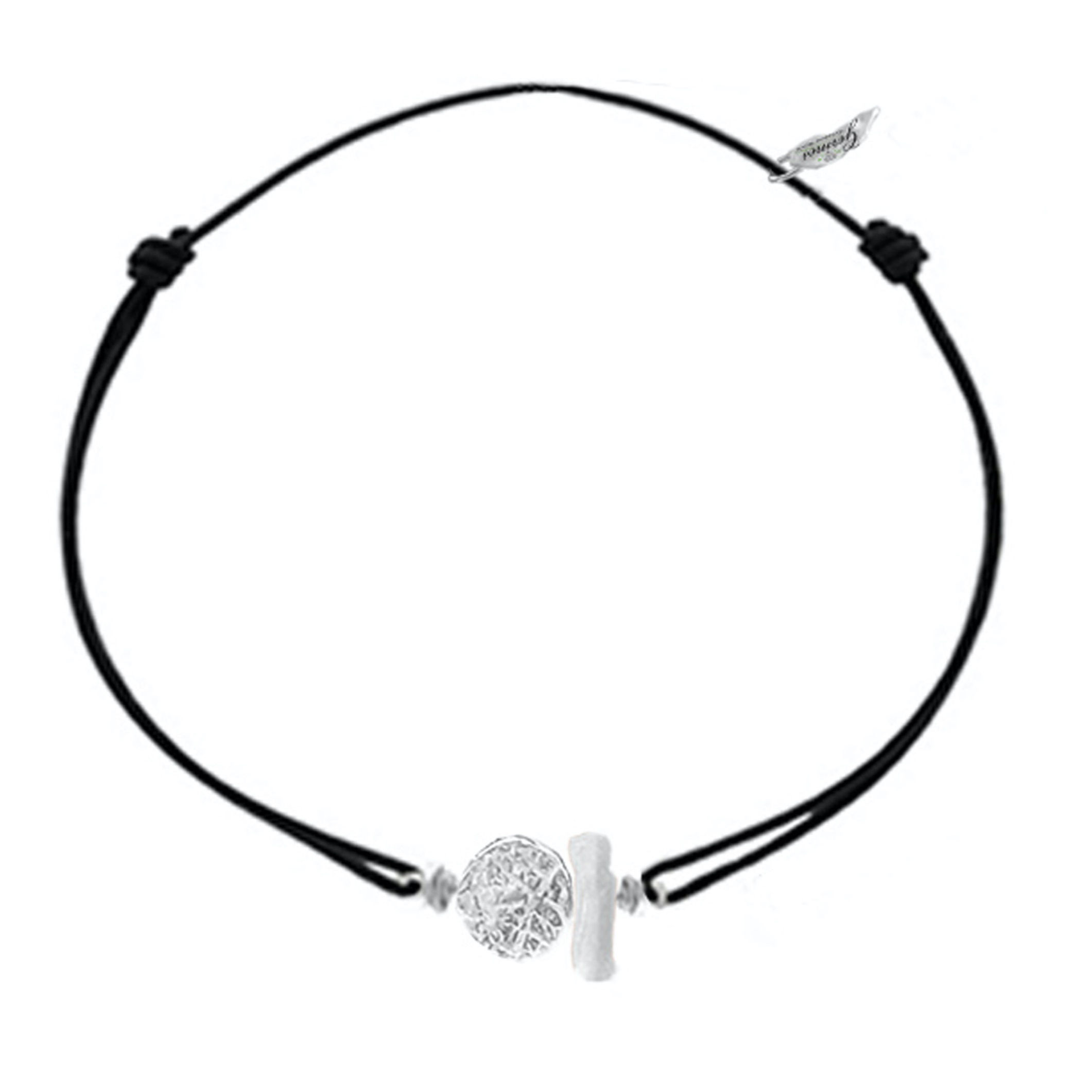 Bracelet cordon palet d'argent et corail blanc