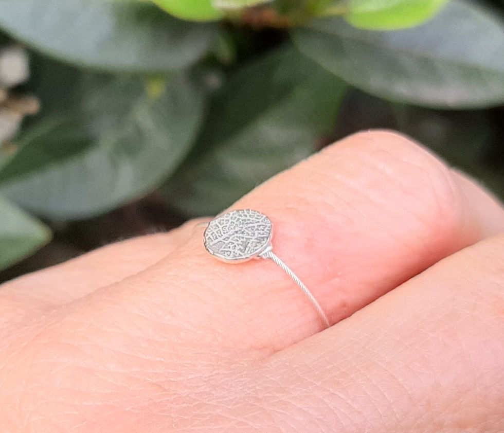 Miniature : Bague argent  ultra fine empreinte feuille.                              EMP107B