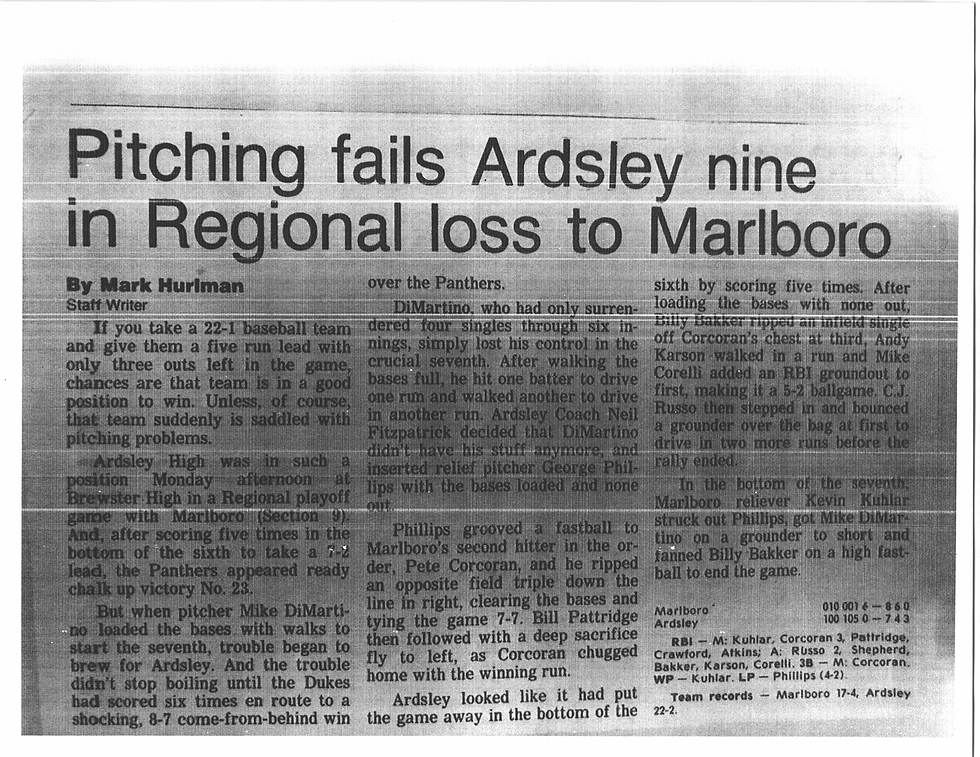 The article after the 1985 regional loss to Marlboro. The game that helped motivate the next four s