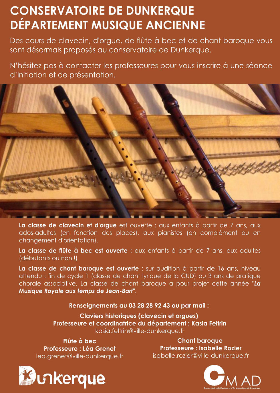 Affiche département de musique ancienne CMAD de Dunkerque