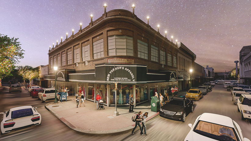 Iturbide Street improvement rendering of building lighting. 