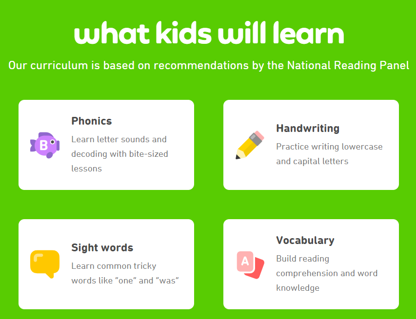 Ce que les enfants apprendront s'ils s'entraînent sur Duolingo ABC pour les enfants