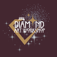 Logo for STINY DIAMOND ART WORKSHOP, with glitter and sparkles.