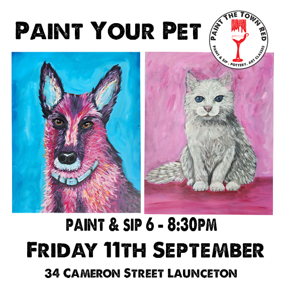 Friday 11th Sep Paint Your Pet 6 -8:30pm Paint n sip
