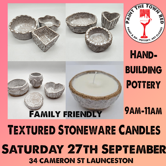 Saturday 27th September Hand building Clay candles 9am to 11am
