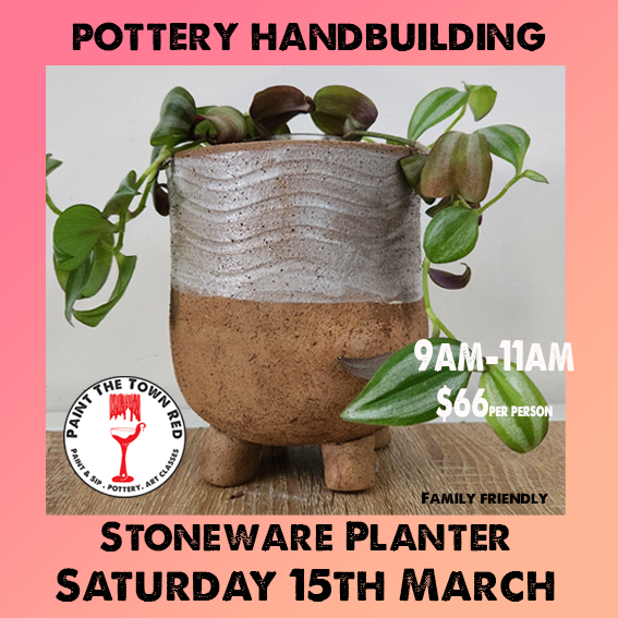 Saturday 15th March Hand building Stoneware Planter 9am to 11am