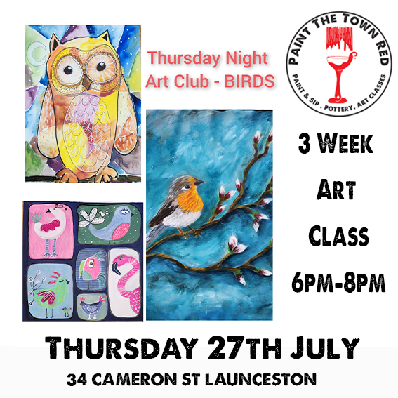 Thursday night art club - BIRDS (painting) Thursday 27th July, 3rd & 10th August 2023
