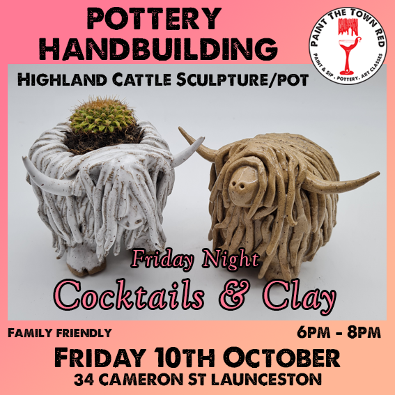 Friday 10th October Hand Building Highland Cow 6pm to 8pm (Family Friendly)