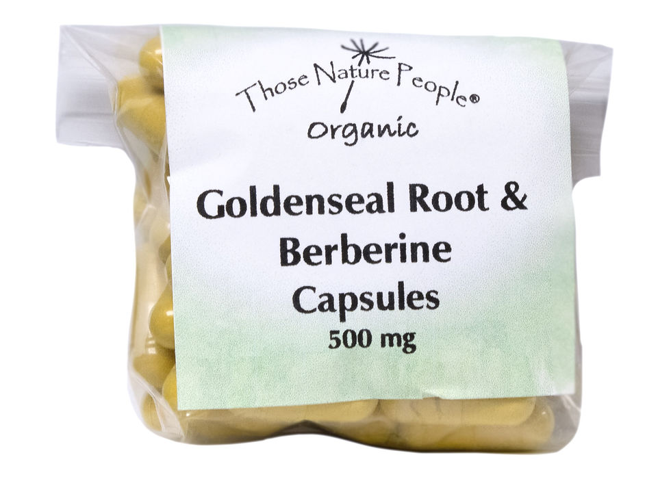 Goldenseal and Berberine Capsules in bag facing front