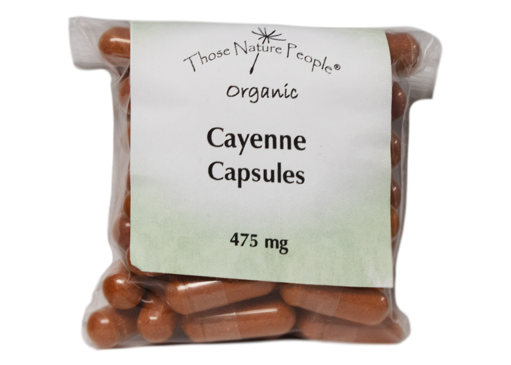 Cayenne Capsules in Bag Facing Front