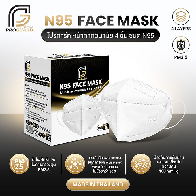 Proguard หน้ากากอนามัย N95 4 ชั้น ชนิดใช้แล้วทิ้ง