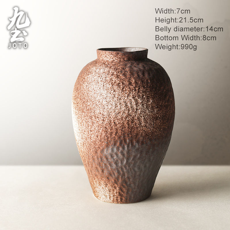 縮圖：JOTO Vintage Rough Pottery Flower Vase Home Arrangement DER0106