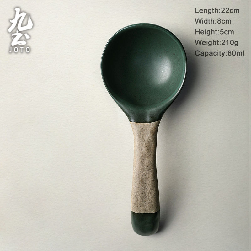 Thumbnail: JOTO - Underglaze Ceramic Large Soup Spoon, Long Handle CJR0615