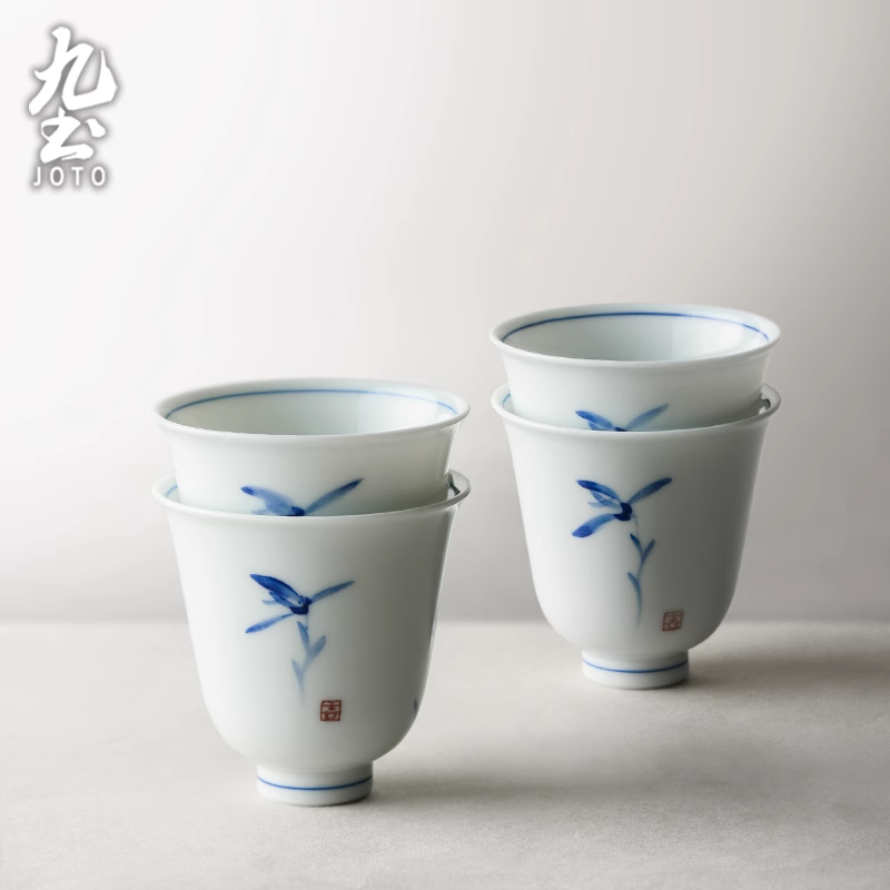 섬네일: JOTO Antique glaze hand-painted blue and white tea cup GWR0036
