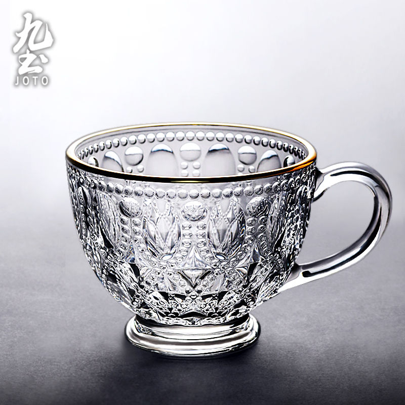 縮圖：JOTO Smooth and easy to clean Vintage Cameo Glass Breakfast Mug Bowl CJR0483