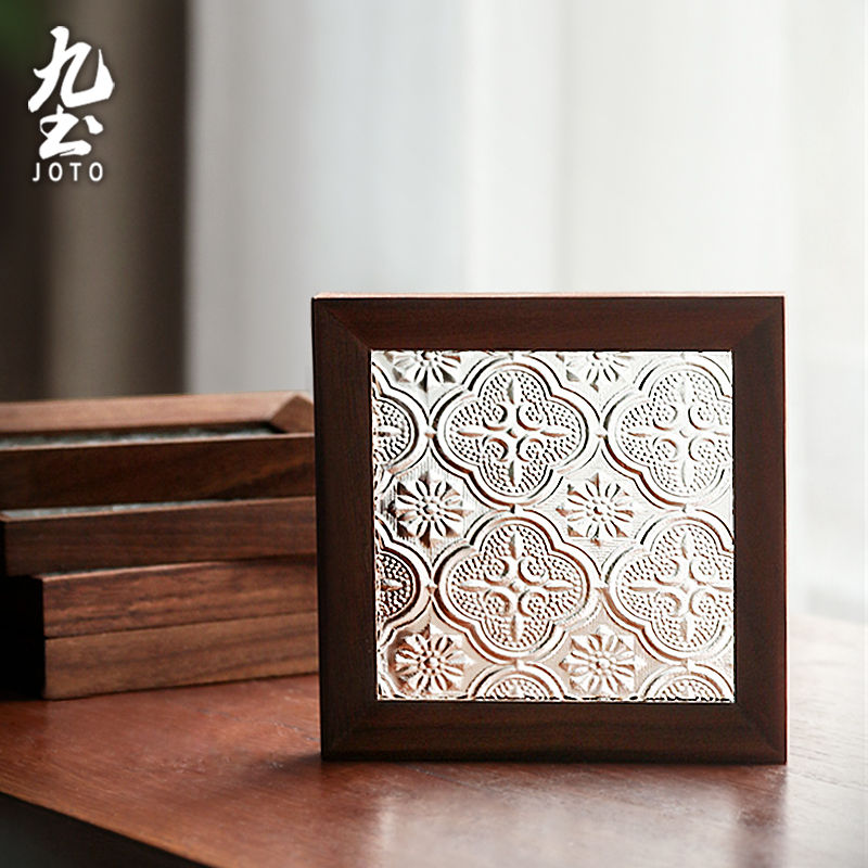 縮圖：JOTO Begonia Glass Walnut Coasters PJR0089