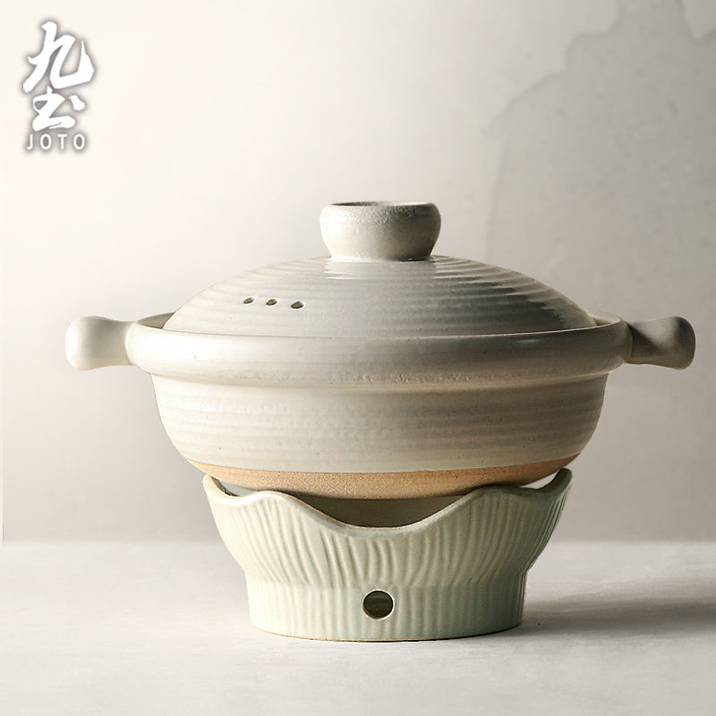サムネイル： JOTO Japanese Style Handmade Rough Ceramic Casserole Soup Pot CJR0548
