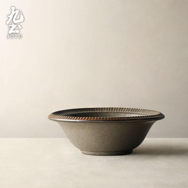 サムネイル： JOTO Vintage Handmade Rough Ceramic Serving Bowl  CJR0538