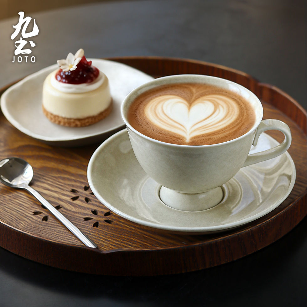 Thumbnail: JTO Vintage Solid-Color Ceramic Coffee Cup with Saucer Set CFR0165