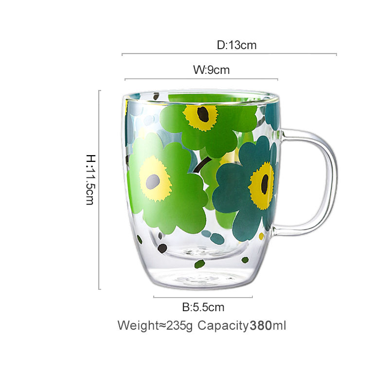 サムネイル： JOTO Creative Vintage Decal  Glass Cup CUPR0567