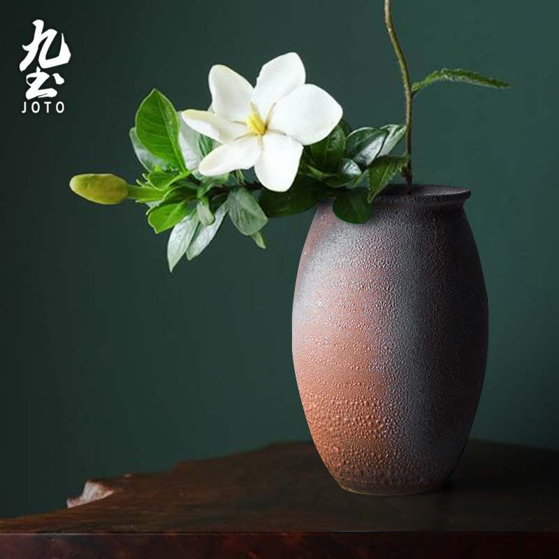 サムネイル： JOTO Simple Zen Vintage imitation wood-fired pottery vase DER0079