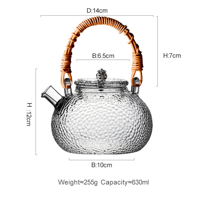 섬네일: JOTO Japanese Handcrafted Hammered Teapot with Woven Handle CHR0597