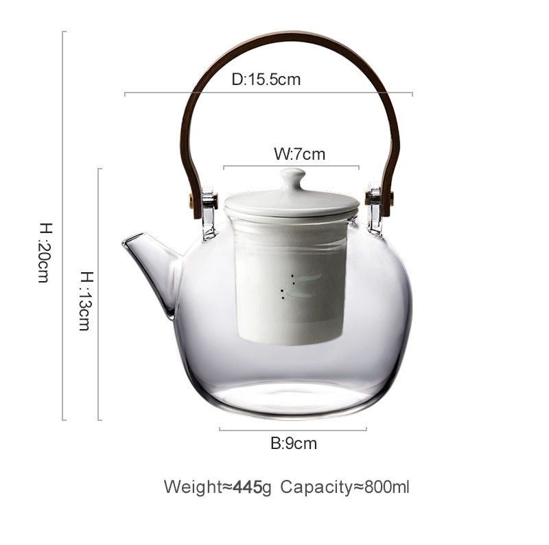섬네일: JOTO Elegant and Delicate Ceramic Glass Teapot with Handle CHR0621