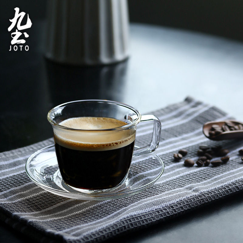 縮圖：JOTO Heat-Resistant Glass Coffee Cup with Saucer CFR0159