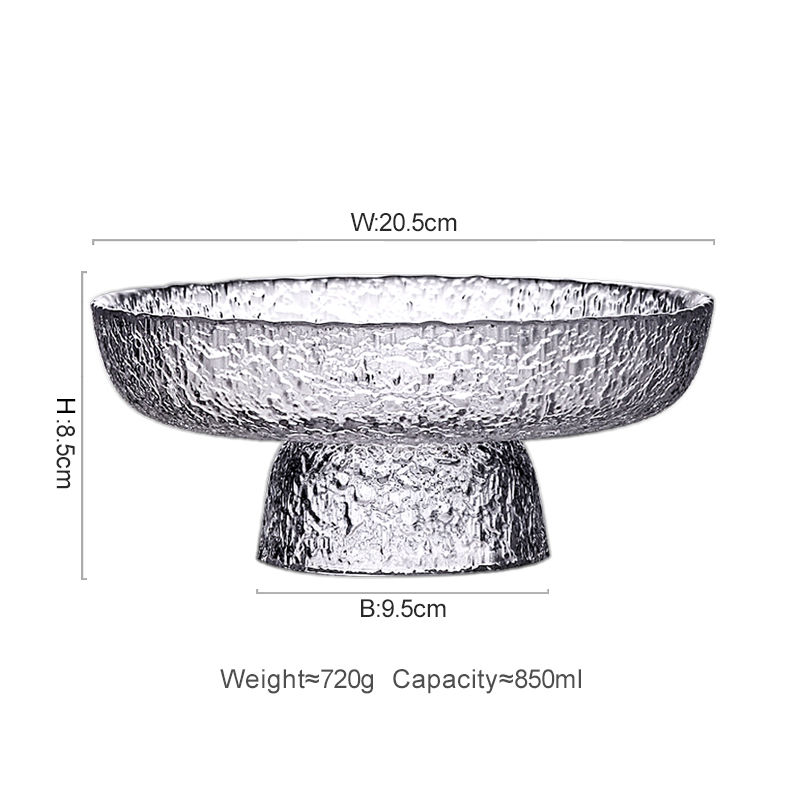 縮圖：JOTO Handmade Hammered Glass Pedestal Fruit Bowl CJR0492