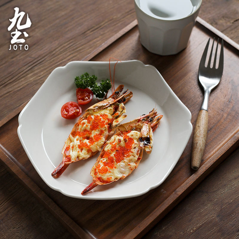 섬네일: JOTO Elegant Grasswood Gray Glazed Ceramic Serving Tray CJR0622