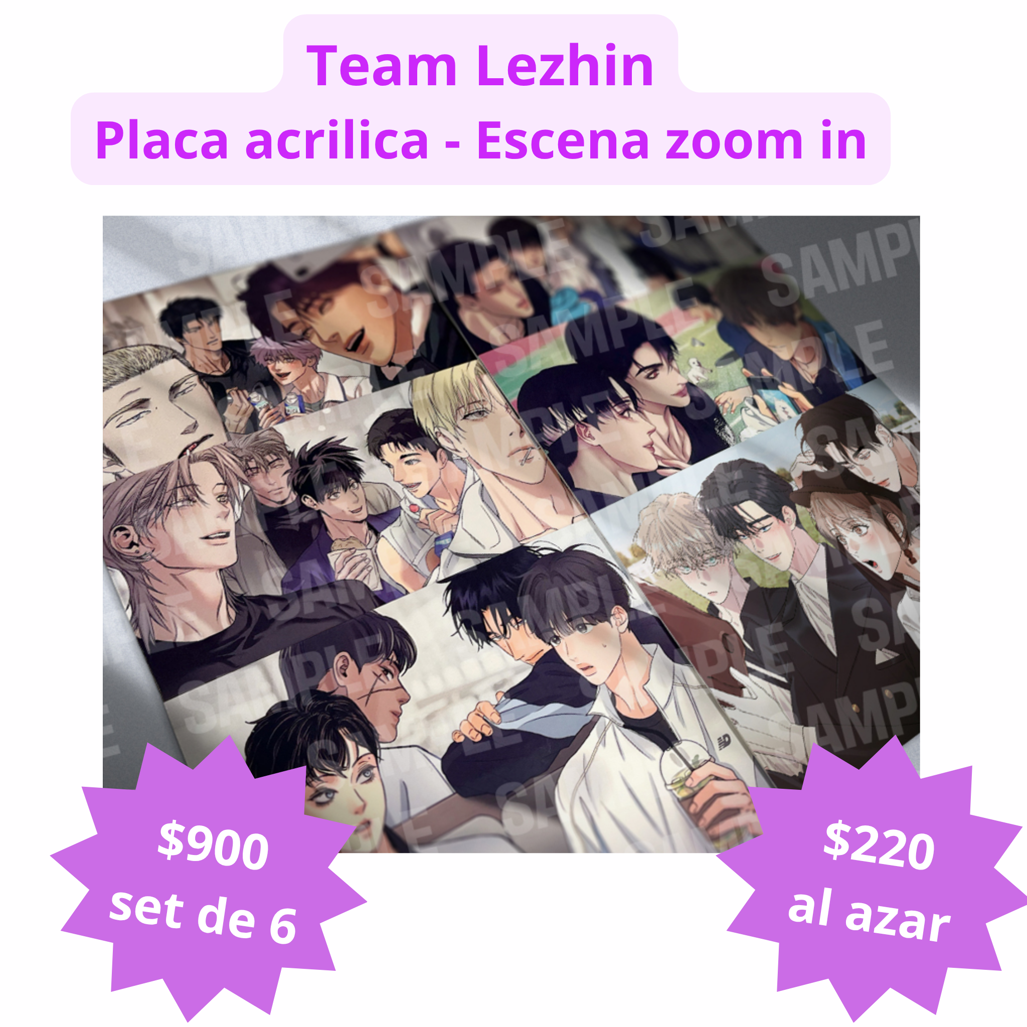 Team Lezhin - Placas acrilicas "Shots de Personajes en conjunto"