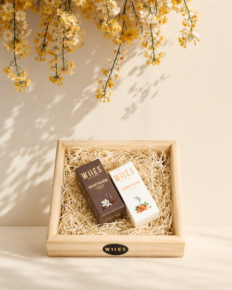Floral Essence premium aroma oil gift hamper with two fragrance oils in premium gift tray