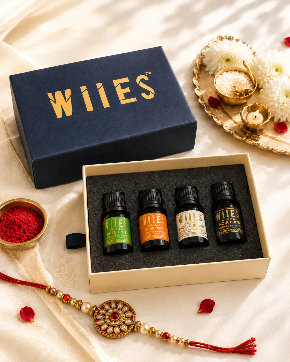 Legacy Collection Rakhi Gift Hamper | Premium Aroma Oil Gift Set of 4|