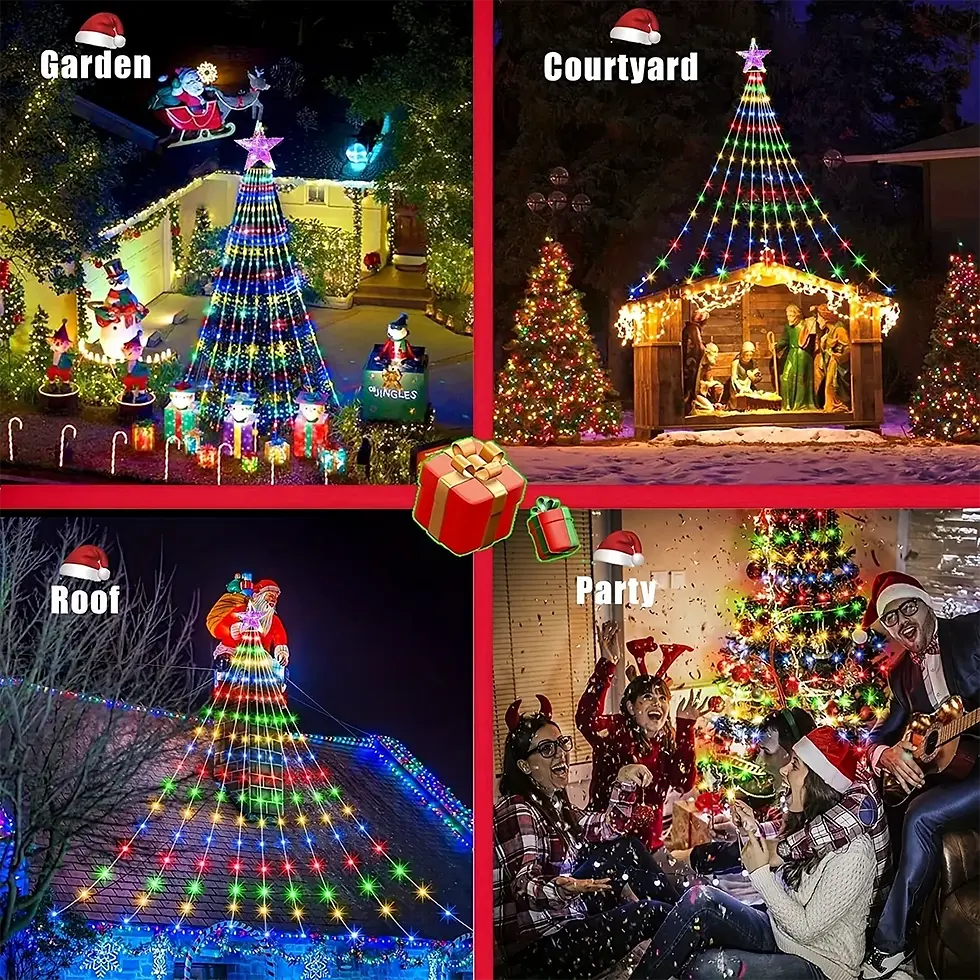 Thumbnail: 1PC Five-Pointed Star Waterfall Lights USB/Solar Powered  Christmas String