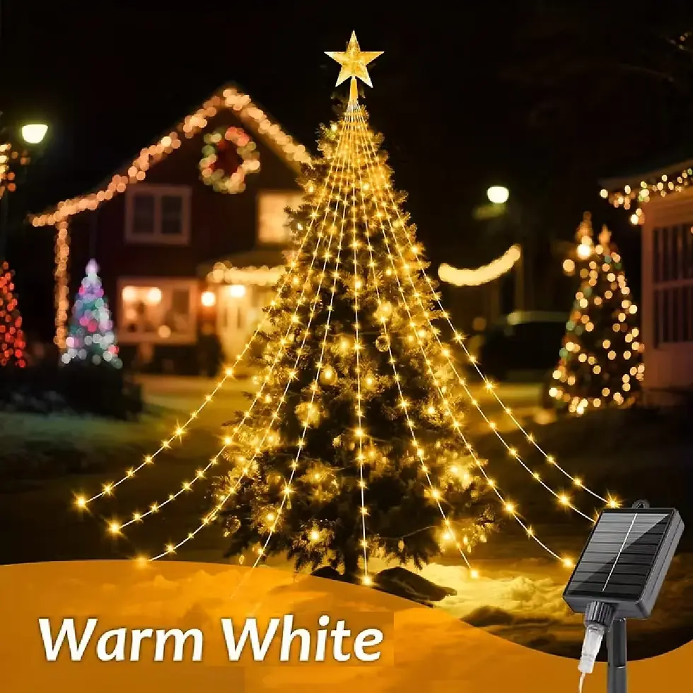 Thumbnail: 1PC Five-Pointed Star Waterfall Lights USB/Solar Powered  Christmas String