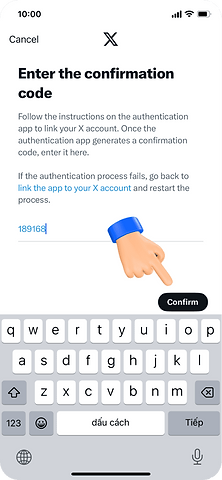 Image of setting up 2-step authentication code for X (Twitter) account