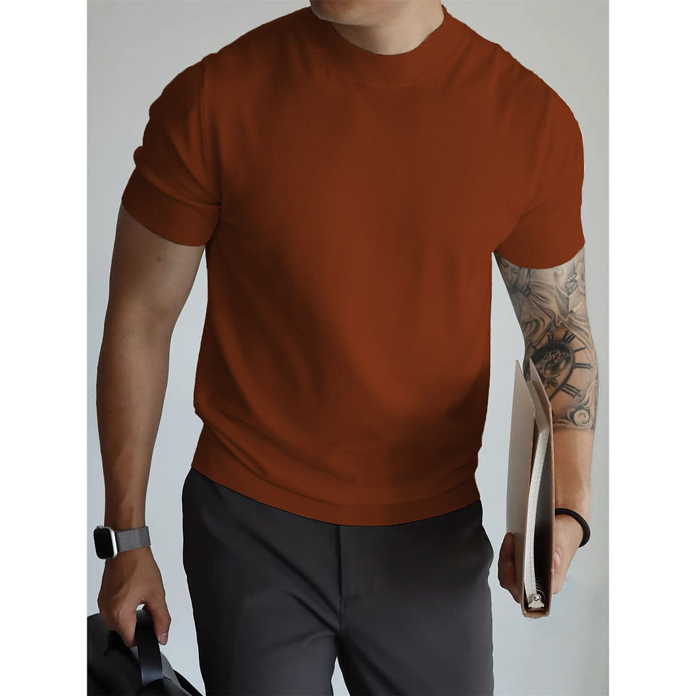 الصورة المصغرة: Men's Solid Color Slim-fitting Business Commuting Breathable T-shirt Trendy Fore