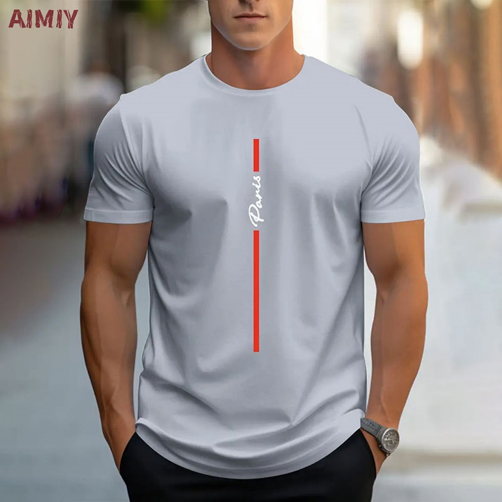 Thumbnail: Summer Men's T-shirt Top Casual Loose Fit Oversized T-shirt PARI Letter Pattern