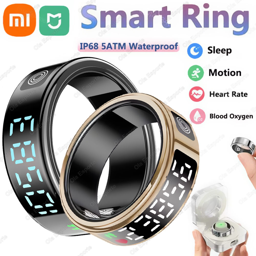 For Xiaomi Huawei New Smart Ring LED Display Screen Heart Rate Blood Oxygen Moni