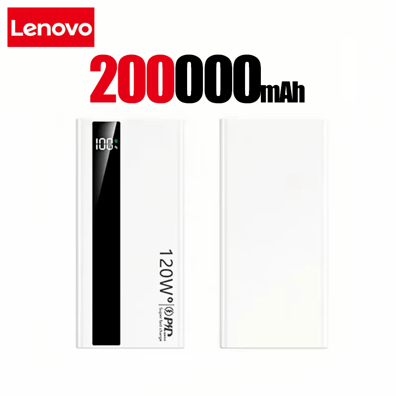 Thumbnail: Lenovo 200000mAh Powerbank 120W Super Fast Charging Portable Battery Charger Ult