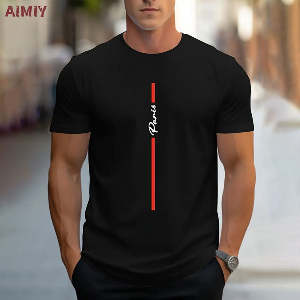 Thumbnail: Summer Men's T-shirt Top Casual Loose Fit Oversized T-shirt PARI Letter Pattern